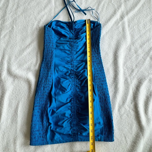 Free People Mini Dress Strapless Blue Pleated Bodycon Size S - Picture 7 of 8